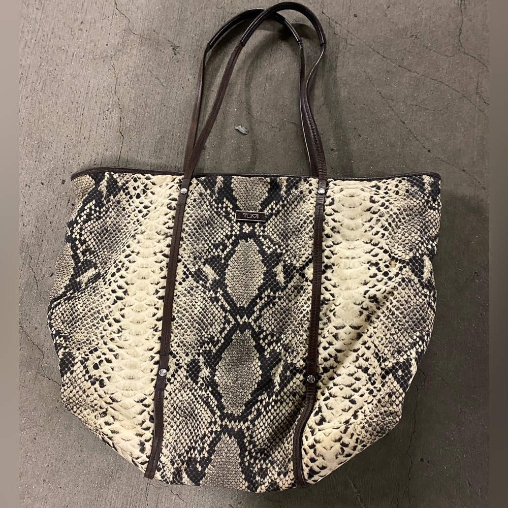 TUMI Python Pattern Nylon Tote - Picture 6 of 7